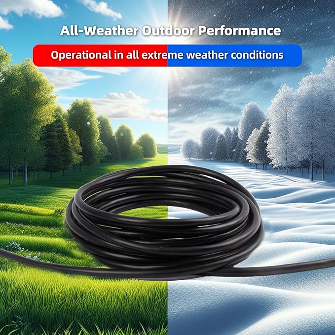 200 FT Outdoor Extension Cord Waterproof, Black, 3-Prong Power Cord, 16 AWG SJTW, 10A 1250W, Grounded, General Purpose Long Extension Cord for Lawn & Garden, ETL Listed