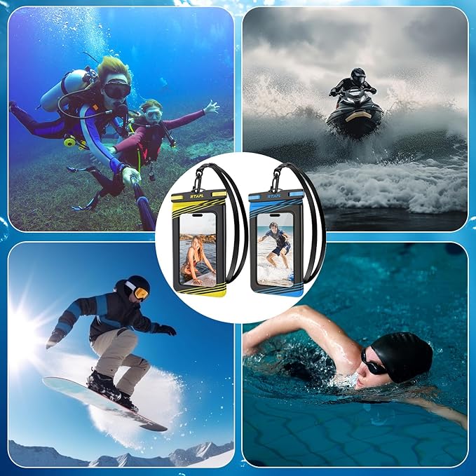 Floating Waterproof Phone Pouch 2 Pack - IPX8 Waterproof Phone Case with Lanyard, Universal Protector for iPhone 17/16/15/14/13 Pro Max Plus & Galaxy S25/S24, Yellow