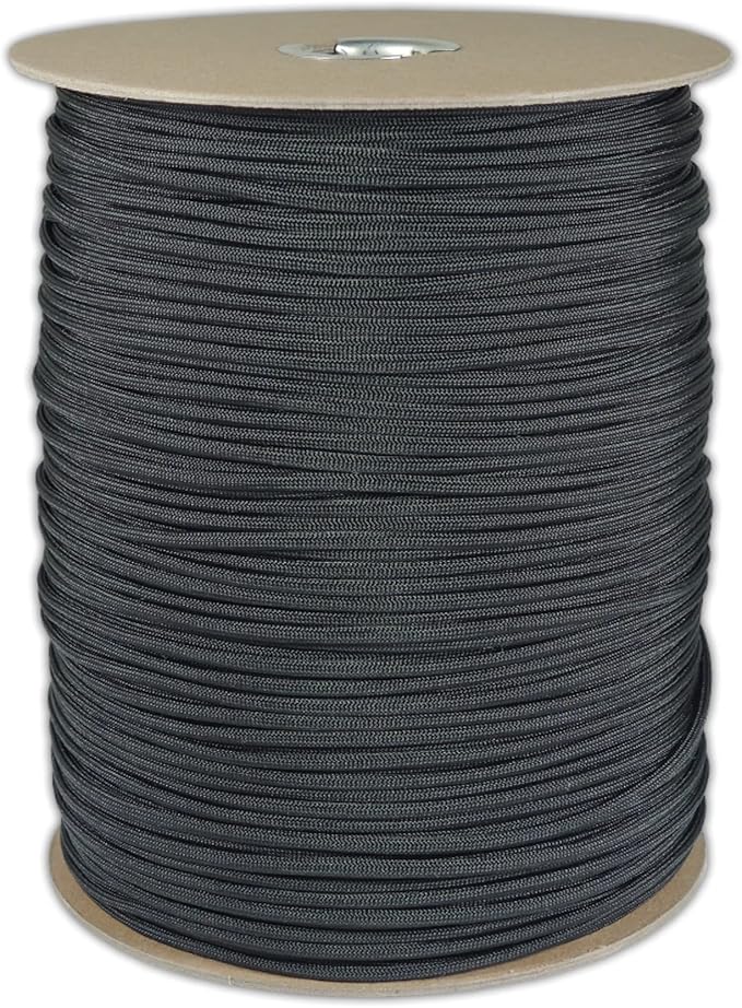 Paracord Planet Solid Color 550lb Paracord – 7 Strand Type III Nylon Cord for Indoor and Outdoor Tasks – Black (100 ft)
