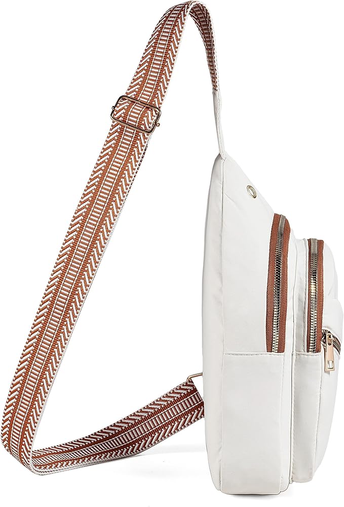 AOSTIHOT Crossbody Small Sling Backpack Sling Bag for Women, Chest Bag Daypack Crossbody for Travel Sport Running Hiking Z-White Brown