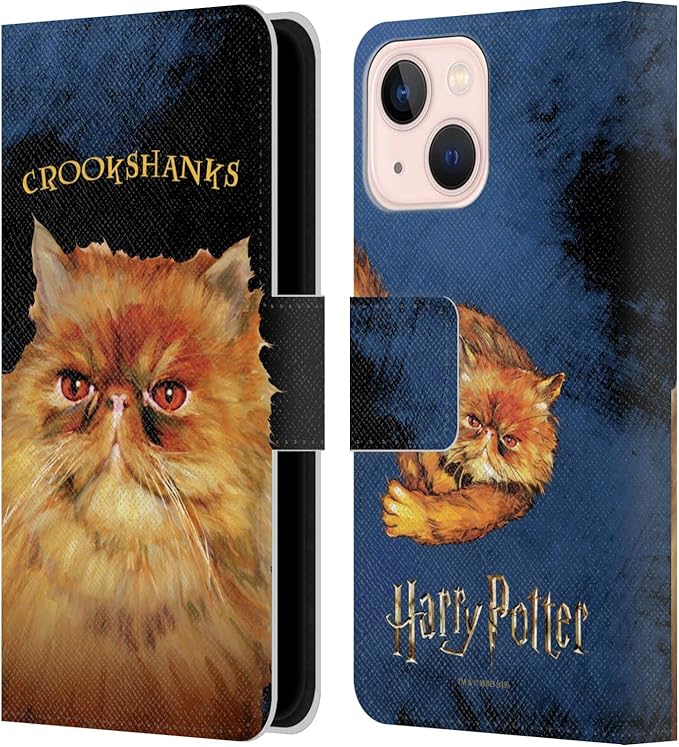 Head Case Designs Officially Licensed Harry Potter Crookshanks Prisoner of Azkaban II Leather Wallet Case Compatible with Apple iPhone 13 Mini