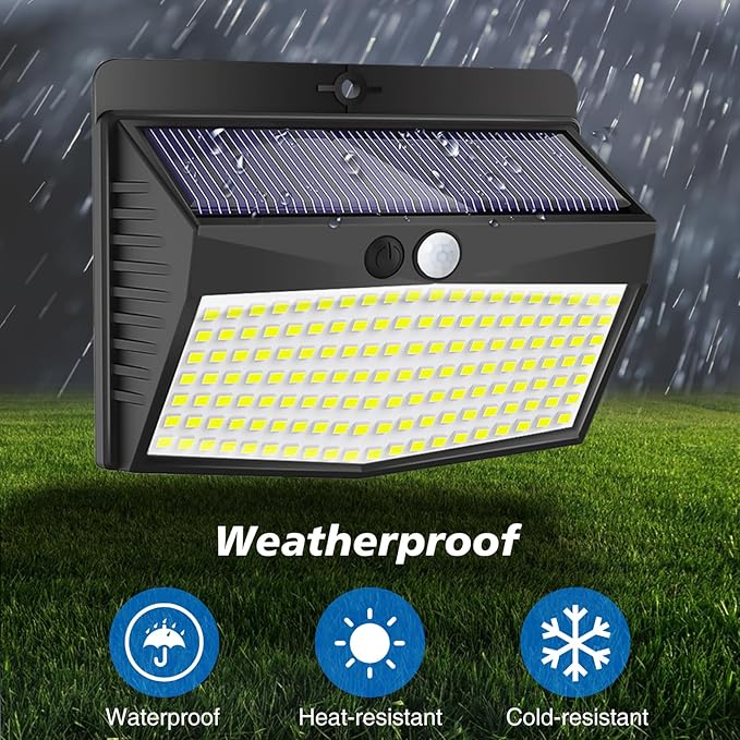 Solar Motion Sensor Outdoor Lights [138 LED/2 Packs] Solar Security Light Outdoor with 3 Lighting Modes Solar Powered Lights Waterproof for Outside Wall Garden Fence Backyard Deck, Warm White