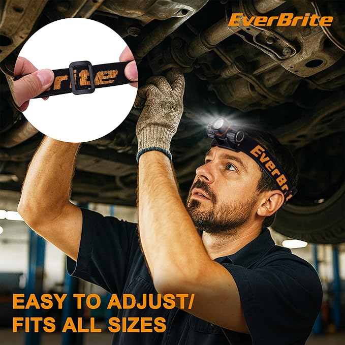 EverBrite Rechargeable Headlamp, 500 Lumen LED Rechargeable Headlight with 4 Light Modes, Magnetic Base and Adjustable Headstrap, Perfect for Camping, Hiking, Caving, Fishing, E101106AE