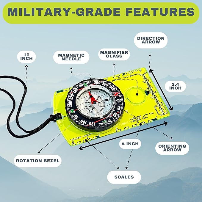 Trekker's Compass Crew Orienteering Compass, Pack of 2, Magnetic Navigation Set for Hiking, Camping, Backpacking, Scout Activities