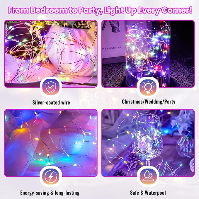 ZSJWL 30 Pack Multicolor Fairy Lights Battery Operated, 7FT 20LED Mini Starry Light Mason Jar Lights for Indoor Outdoor Party Wedding Halloween Thanksgiving