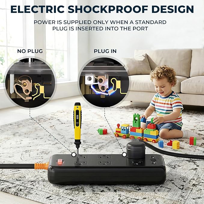 Outdoor Power Strip Weatherproof, IPX6 Waterproof Surge Protector with 6 Wide Outlets and 2USB A&2USB C, 1625W/13A, 10FT Extension Cord, Wall Mountable for Indoor Outdoor, UL FCC Listed