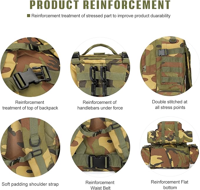 Large Military Tactical Backpack for Men, 40-50L Backpacks for Women, Bug out Bag Army 3 Days Assault Pack Bags Rucksack with Molle System
