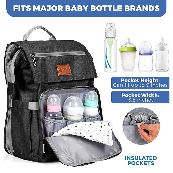 PILLANI Baby Diaper Bag Backpack - Baby Bags for Girls & Boys, Large Waterproof Diaper Backpack - Baby Shower Gifts & Registry Must Haves - Travel Diaper Bags with Changing Pad - Stuff for Newborn