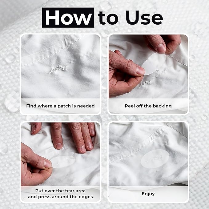 aZengear Repair Patches - Waterproof, Self-Adhesive, Tear-Cold-Heat-Resistant Polyester Fabric to Fix Down Jacket, Puffer, Snowsuit, Shoe, Tent, PVC, Clothing, Upholstery (Transparent)