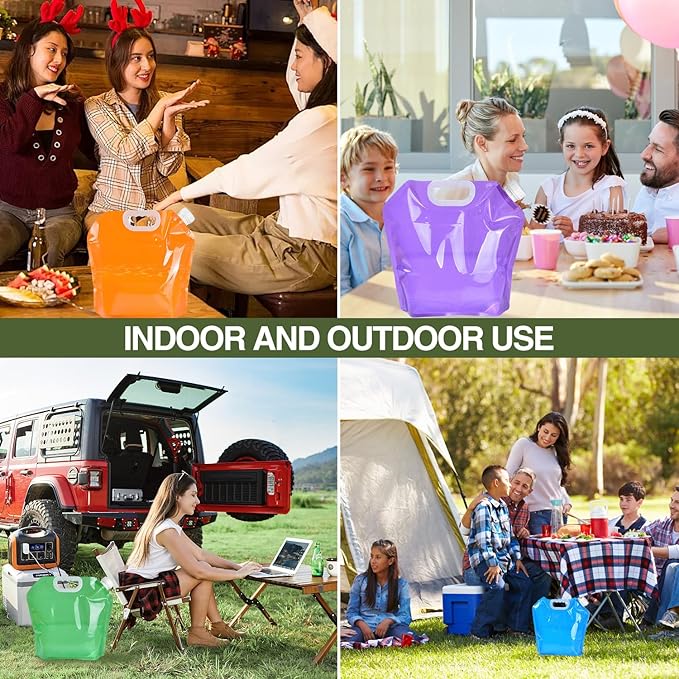 4 Pack 5L BPA Free Collapsible Water Tank Container Portable Lightweight Space Saving Outdoor Folding Water Bag for Sport Hiking Camping Riding Mountaineer
