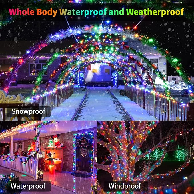 Christmas Lights Battery Operated 4 Pack 8 Feet 20 LED String Lights on Green Wire with 8 Modes Waterproof Tree Lights for Outdoor Indoor Holiday Party Garden Xmas Tree Decorations, Multicolor