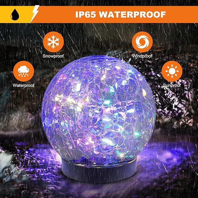 MLKNK Solar Globe Lights Outdoor Waterproof-Solar Balls-Solar Garden Lights-Orbs for Outside 8 Pack Cracked Glass Ball for Lawn Patio Yard Backyard Decorations