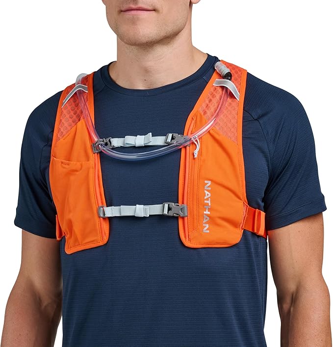 Nathan QuickStart Hydration Pack Vest with Bladder or flasks, Storage Pockets, Breathable Moisture-Wicking Fabric, Adjustable Straps for Running, Hiking, Walking, Marathons, Obstacle Races