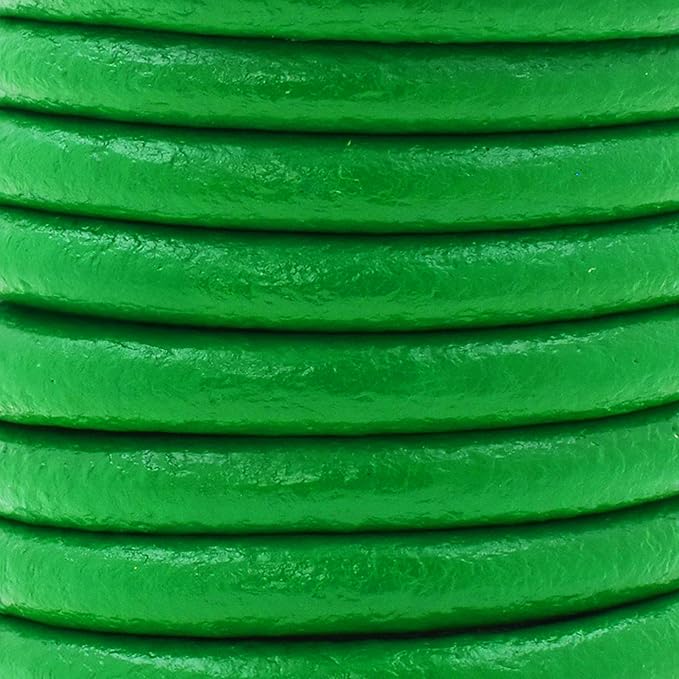 Mandala Crafts Round Genuine Green Leather Cord for Jewelry Making – 6mm Cowhide Leather Rope String Lace for Kumihimo – 4.4 Yards Cowhide Craft Cording Spool