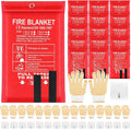 45 Pcs Emergency Fire Blankets for Home and Kitchen 40x40 Inch 15 Fiberglass Fire Suppression Blankets with 15 Fireproof Gloves & 15 Hooks for House Grill Fireplace Camping Car Warehouse Safety