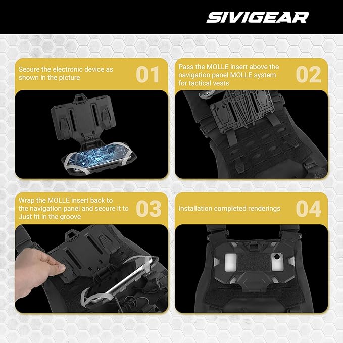 Tactical Molle Phone Holder for Plate Carrier Vest, Quick Release & Adjustable Phone Mount, Compatible with 4.7-6.7 inch Smart Phones, Durable Tactical Accessories for Outdoor Enthusiasts