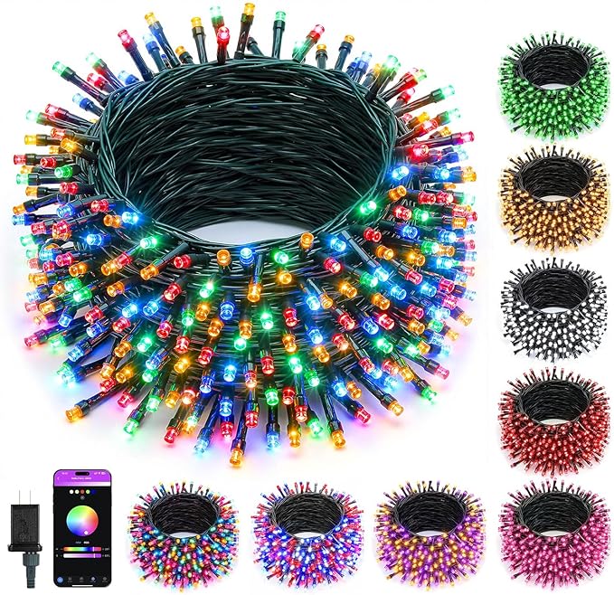 Minetom LED Color Changing Smart RGB Christmas Tree Lights, 165ft 500LED String Lights, 16 Milion Adjustable Colors Fairy Lights with Remote & Timer & Memory Function for Xmas Tree Holiday Party