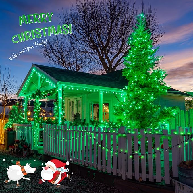 JMEXSUSS 2 Pack Solar String Lights Outdoor Waterproof, Total 66 FT 200 LED Solar Christmas Lights Outdoor, Twinkle Light for Christmas Tree Outside Garden Yard Xmas Decor, Green