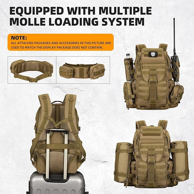 50L Military Tactical Backpack 3 Day Assault Pack Molle Daypack Hiking Backpack for Men and Women