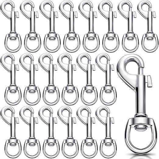 Therwen Heavy Duty 2.76 Inch Flag Hooks Clasp Single Ended Clip Hooks Multipurpose Bolt Snap for Keychain Camera Strap Linking Pet Leash (20)