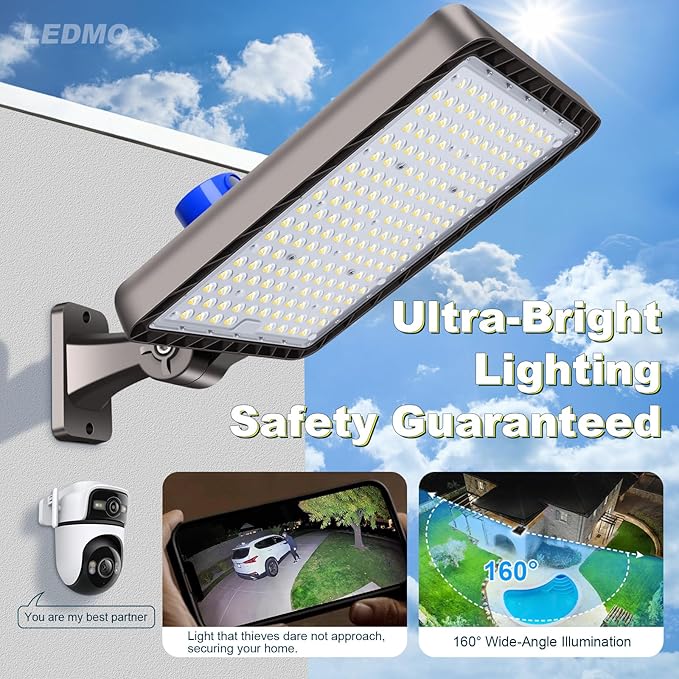 ledmo LED Parking Lot Lights,2 Pack 144000LM Total Professional 480W Super Bright Complete Large Area Lighting Kit,IP65 Waterproof Commercial Street Light with Dusk to Dawn Adjustable Wall Mount