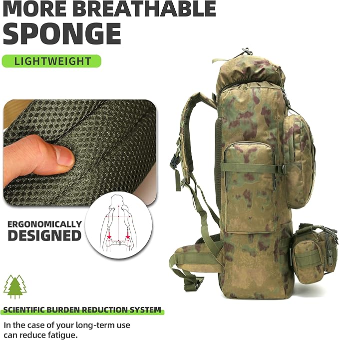 100L Camping Hiking Backpack,Molle military Tactical rucksack backpack,Waterproof Lightweight Hiking Backpack