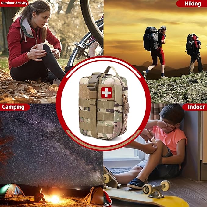 Universal IFAK Trauma First Aid Kit Molle Pouches Emergency Survival Kit Suitable for Home, car, Travel, Camping, Hiking, Sports, Outdoor Emergencies-Quick Response First Aid Essentials(CP)