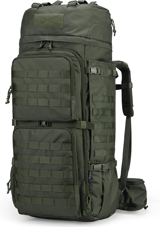 Mardingtop 75L Molle Hiking Internal Frame Backpacks with Rain Cover for Camping,Backpacking,Travelling(Ranger Green)