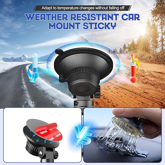 Adhesive Sticky Pads for Car Phone Mount, 4pcs Heavy Duty Mounting Tape for Vehicle Phone Holder, Heat Rresistant Double-Sided Mounting Sticker for Car Windshield Dashboard CellPhone Mount GPS EZ Pass