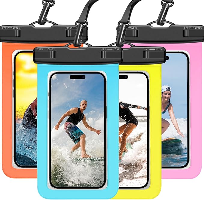 4 Pack Waterproof Phone Pouch IPX8 Universal Waterproof Case Dry Bag Phone Protector for iPhone 17/16/15/14 Pro Max Plus XS XR X8 Galaxy S25 S24 S23 Pixel Up to 8.4"(Multicolor 4)
