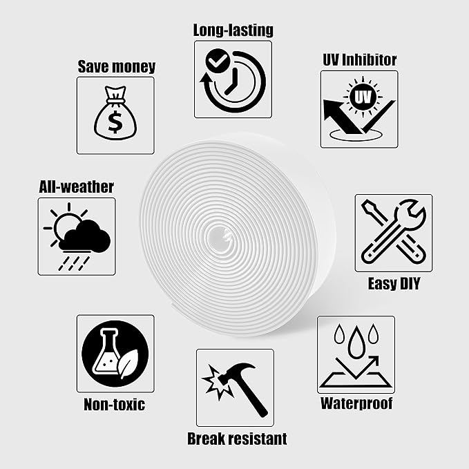 Vinyl Straps for Patio Chair Repair Kit 2'' Wide 10 Ft Long Replacement Straps + 10 Free Rivets for Outdoor Lawn Furniture Chaise Lounge Repair (White)