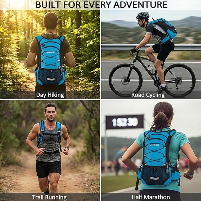 Miracol Hiking Hydration Backpack with Bladder: 2L Water Reservoir for 8H Hydration - Insulated Keep Water Cold 4 Hours - Adjustable Straps Comfortable for Day Hiking/Cycling/Half Marathon (Blue)