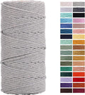 Light Grey Macrame Cord 3mm x 109Yards,Colored Cotton Rope Craft Cord Colorful Cotton Cord Twine for Wall Hanging Plant Hangers Crafts Knitting Decorative Projects