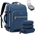 LOVEVOOK Travel Backpack for Women & Men 40L,Airline Approved Carry On Backpack Travel Essentials,TSA Carry on Luggage,Waterproof Personal Item Travel Bag,Suitcase with 3 Packing Cubes,Dark blue-Black