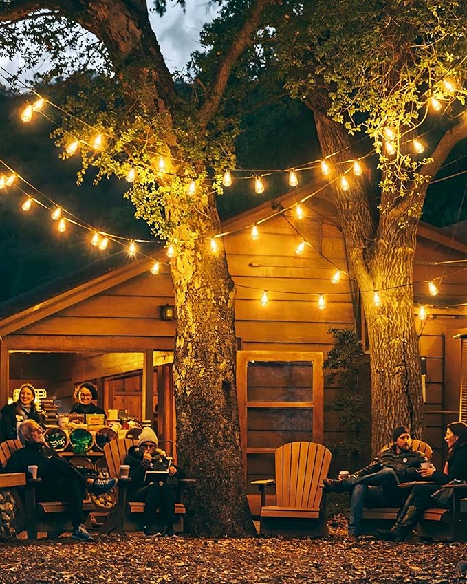 Doukedge String Lights for Outside, 150FT (50FT 3 Pack) Patio Lights Outdoor Waterproof with 75+6 Shatterproof Vintage Bulbs, Plug in Hanging Light for Porch, Blacony, Backyard, Bistro, Garden, 2700K