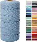 Baby Blue Macrame Cotton Cord 3mm x 109Yards, Colored Cotton Rope for Wall Hanging, Plant Hangers, Crafts, Knitting, Decorative Projects
