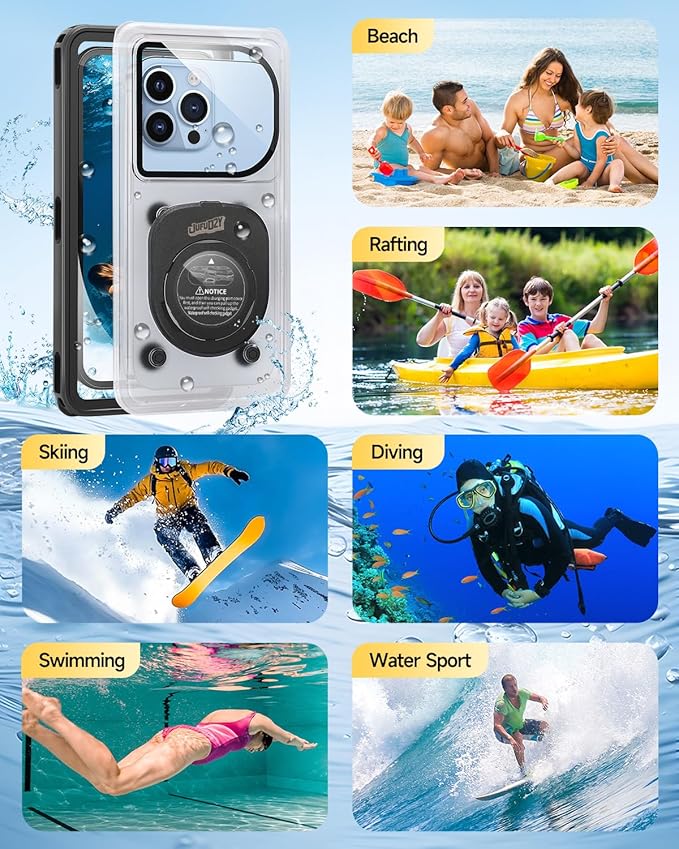 Waterproof Phone Case, IPX8 Underwater Floating Pouch for Snorkeling Swimming Beach Cruise Travel, Water Proof Dry Case for iPhone 16/15/14 Pro, Samsung Galaxy S26/S25/S24/S23/S22 (Black)
