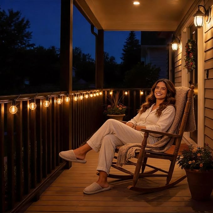RTTY Outdoor String Lights 50 FT, Patio Light for Outside, Waterproof G40 Shatterproof LED Bulbs, Dimmable Hanging Connectable Globe Lighting for Backyard, Porch, Bistro, Balcony, Deck, Warm White