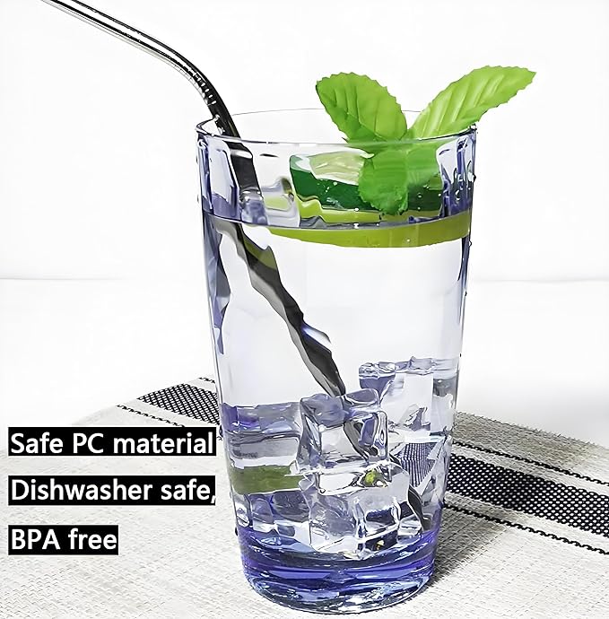 15Oz Unbreakable Tritan Drinking Glasses Shatterproof Acrylic Glasses Drinkware BPA Free Hard Plastic Cups Reusable Kitchen Water Glasses Drinking Set of 8 (4 Colors)
