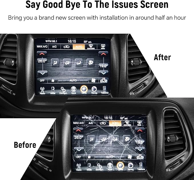 7" Uconnect Touch Screen Display with Bracket for 2017-2020 Jeep Compass Jeep Renegade Touchscreen Digitizer Navigation LCD Monitor Replace TDO-WXGA0700K00033-V2 TDO-WXGA0700K00057-V1
