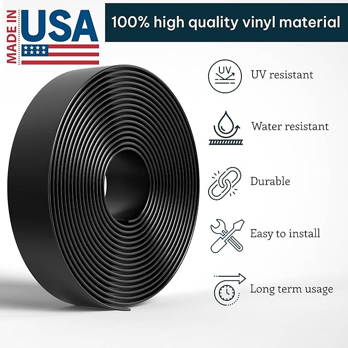 2 Inch Wide, 20ft Long Vinyl Strap - Replacement Straps for Patio Chairs - Vinyl Strapping for Patio Furniture Repair - Durable Seat Repair Kit for Lawn Chairs, Outdoor Furniture (Black)