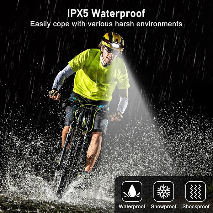 Blukar LED Headlamp Rechargeable,2000L Super Bright Headlight with Motion Sensor -Dimmable Brightness,8 Modes,Spotlight&Floodlight&Red Light Combination,IPX5 Waterproof for Hiking,Camping - 2 Pack