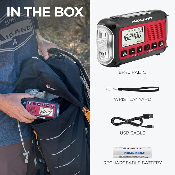 Midland ER40 Emergency Crank Weather Alert Radio w/Flashlight