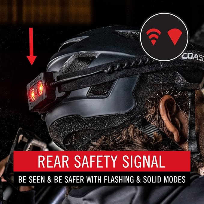 Coast RL20R 1000 Lumen Tri-Color LED Rerchargeable Headlamp with Flood and Spot Beams, Variable Light Control, Fixed Focus, Ultra-Strap, Red/Green Modes