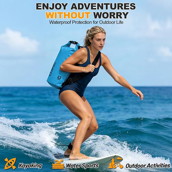 Waterproof Dry Bag, 5L/10L/20L/30L/40L Roll Top Lightweight Storage Backpack with Phone Case for Women & Men, Floating Waterproof Sack for Travel, Swimming, Kayaking, Paddle Board, Camping & Beach