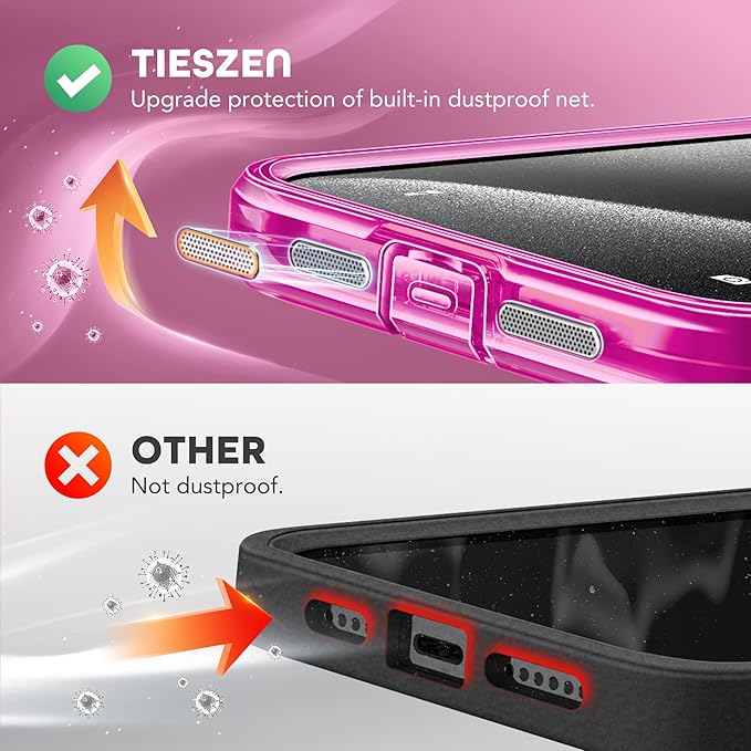 TIESZEN for iPhone 15 Pro Case, Compatible with MagSafe, Built-in Privacy Screen Protector and Camera Protection, Anti Spy Full Body Dustproof Shockproof Hard Phone Case 6.1", Bright Pink