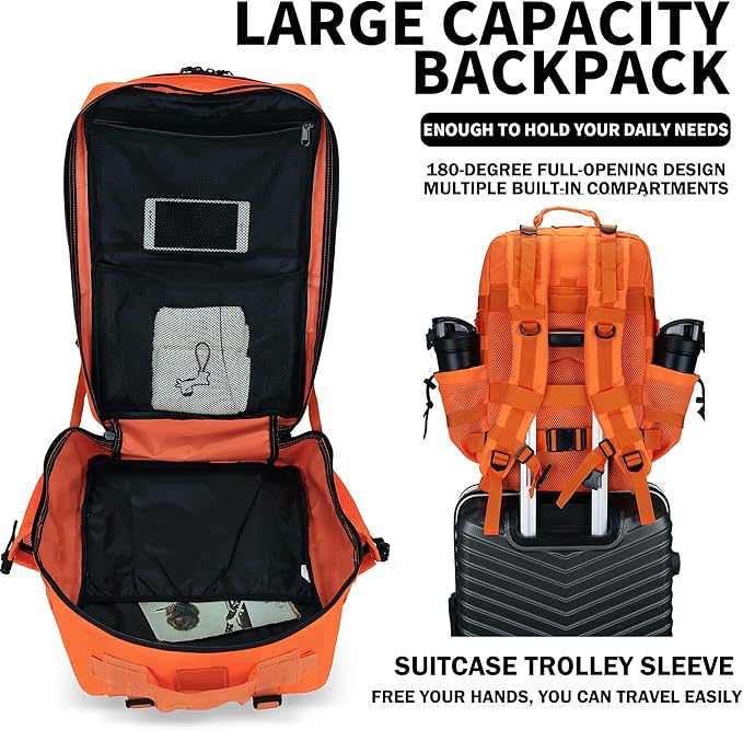 Military Tactical Backpack 45L/25L 3 Day Assault Pack Molle Daypack Hiking Backpack for Men and Women