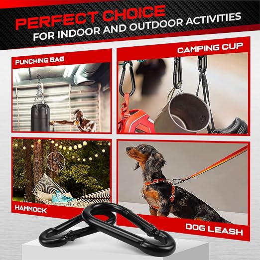 PAMAZY 8Pcs 2.36In Spring Snap Hooks, Carabiner Clip, Heavy Duty Rope Connector, Quick Link Carabiners Spring Snap Hooks for Indoor and Outdoor Activity, Camping, Climbing, Fishing, Hiking