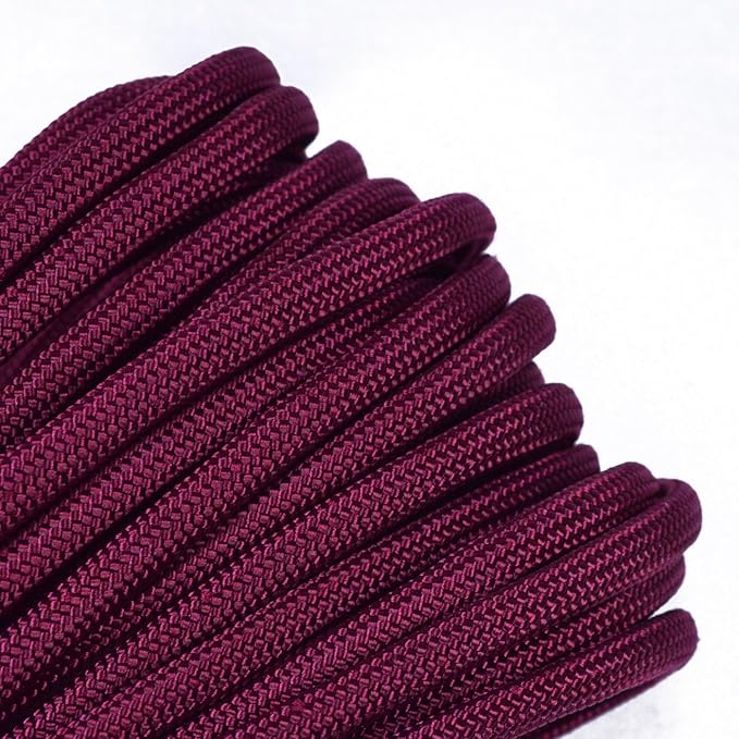 BORED? PARACORD! 550 lb Paracord – Ideal for Crafting, DIY Projects, Camping, Military & Active Outdoors – 300+ Colors – Tactical Parachute Cord Type III – Strong - Burgundy 50 Feet