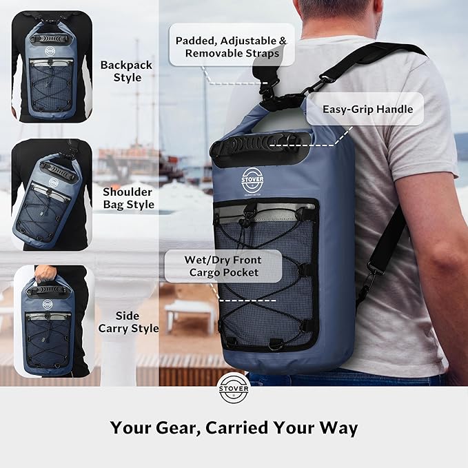 STOVER 5/10/25/30/40/55L Waterproof Dry Bag- Roll-Top Backpack w/Phone Case- Kayaking, Hiking, Camping, Boating- Men/Women
